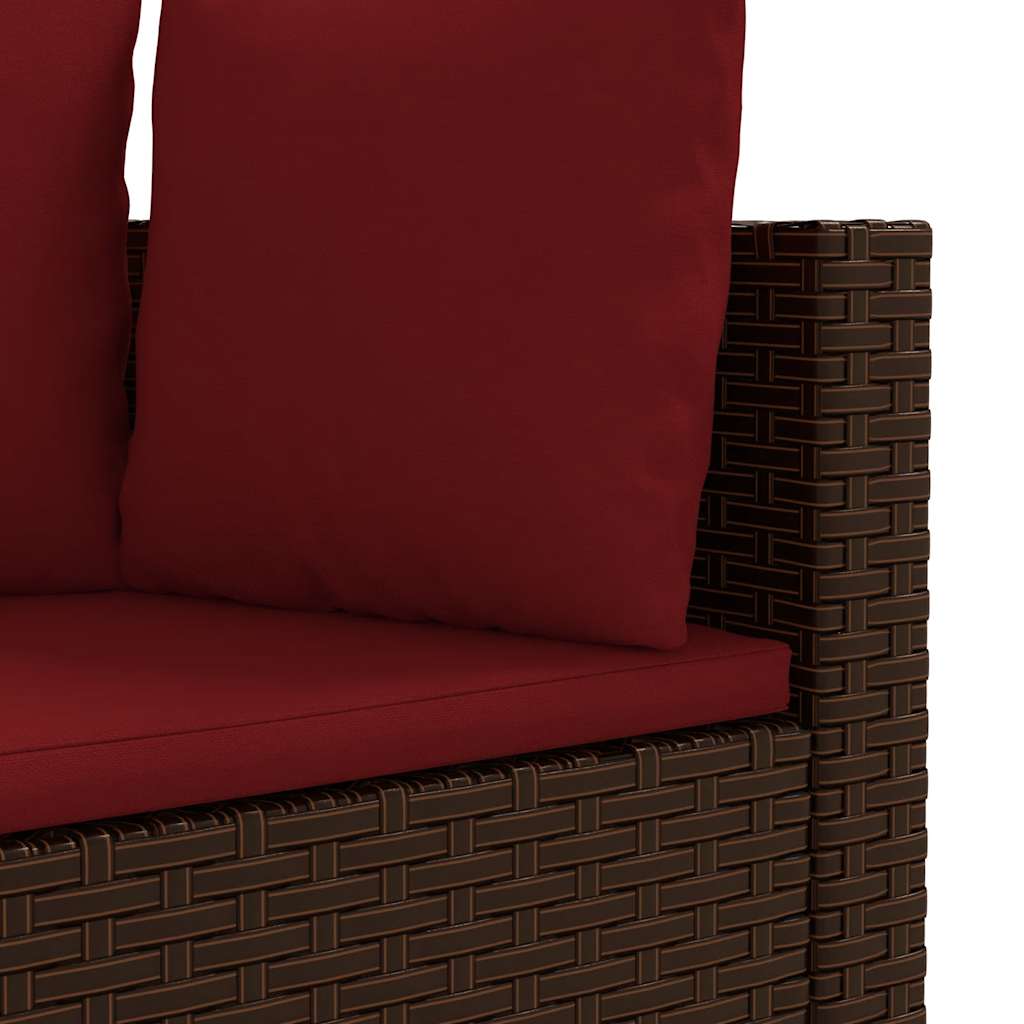 sofasæt til haven 6 dele med hynder polyrattan brun
