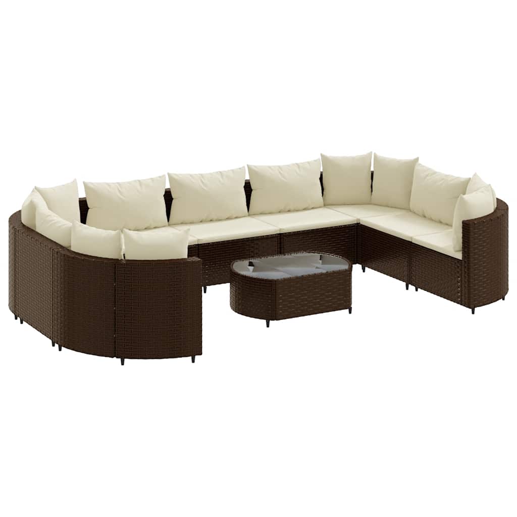 sofasæt til haven 10 dele med hynder polyrattan brun