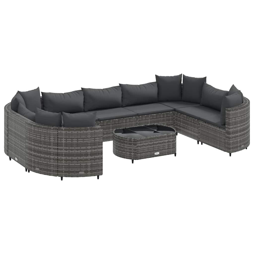 sofasæt til haven 10 dele med hynder polyrattan grå