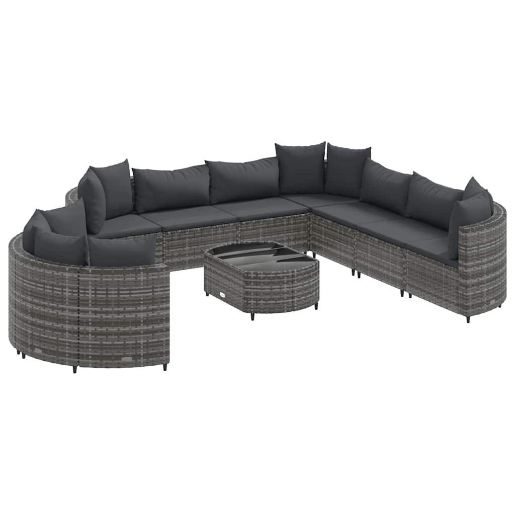 sofasæt til haven 10 dele med hynder polyrattan grå