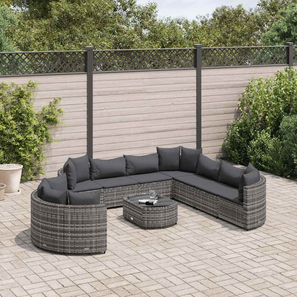 sofasæt til haven 10 dele med hynder polyrattan grå