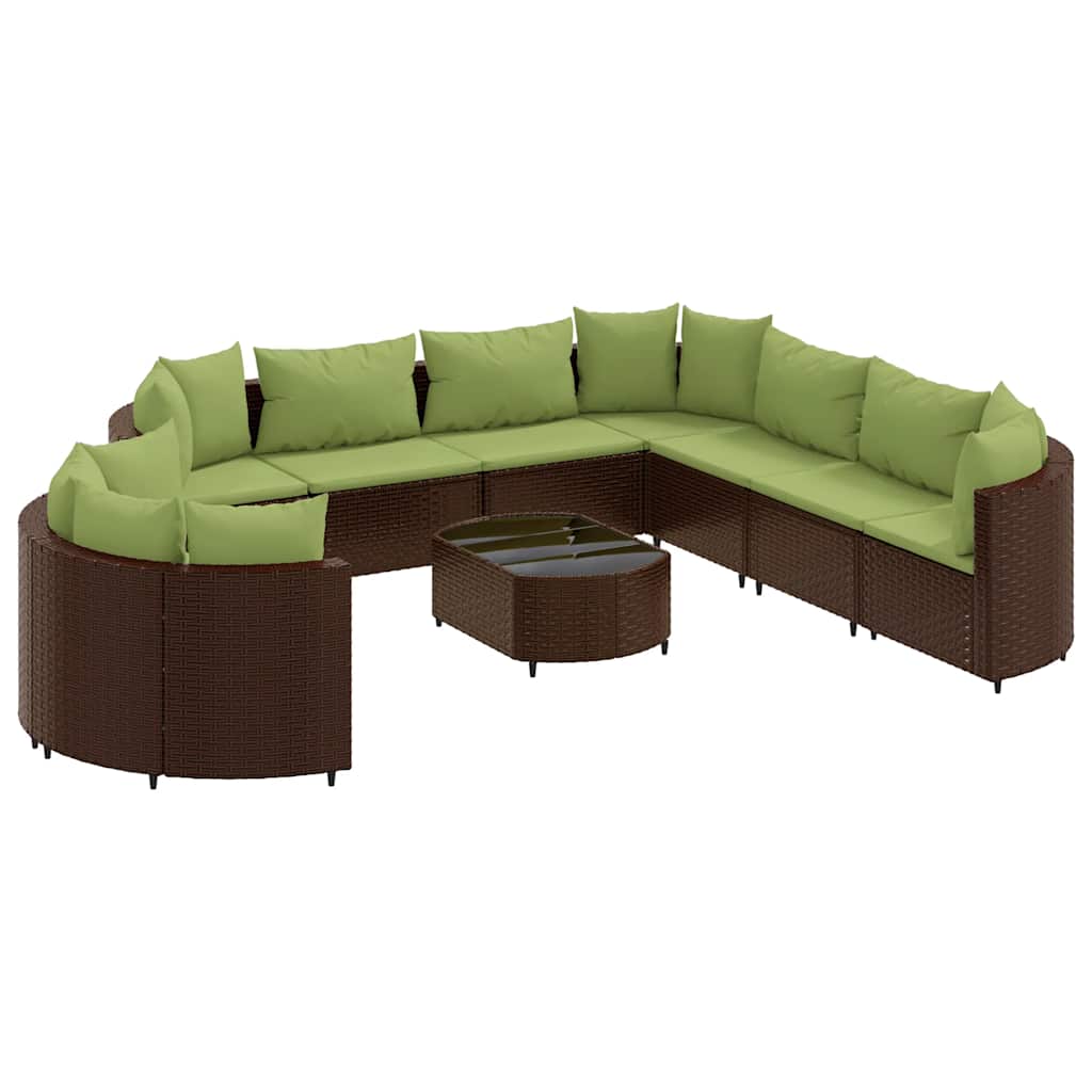 sofasæt til haven 10 dele med hynder polyrattan brun