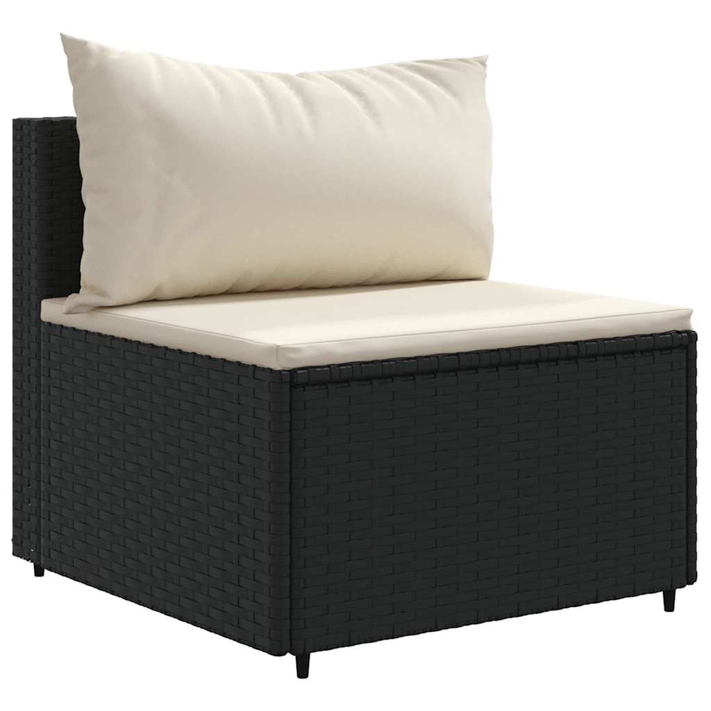 sofasæt til haven 6 dele med hynder polyrattan sort