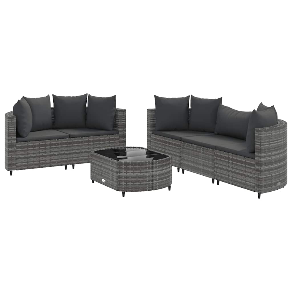 sofasæt til haven 6 dele med hynder polyrattan grå
