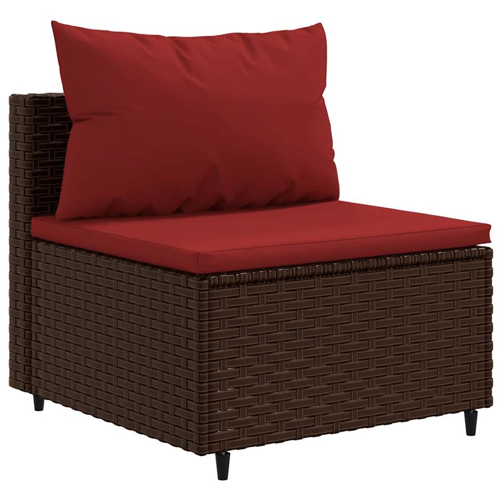 sofasæt til haven 6 dele med hynder polyrattan brun