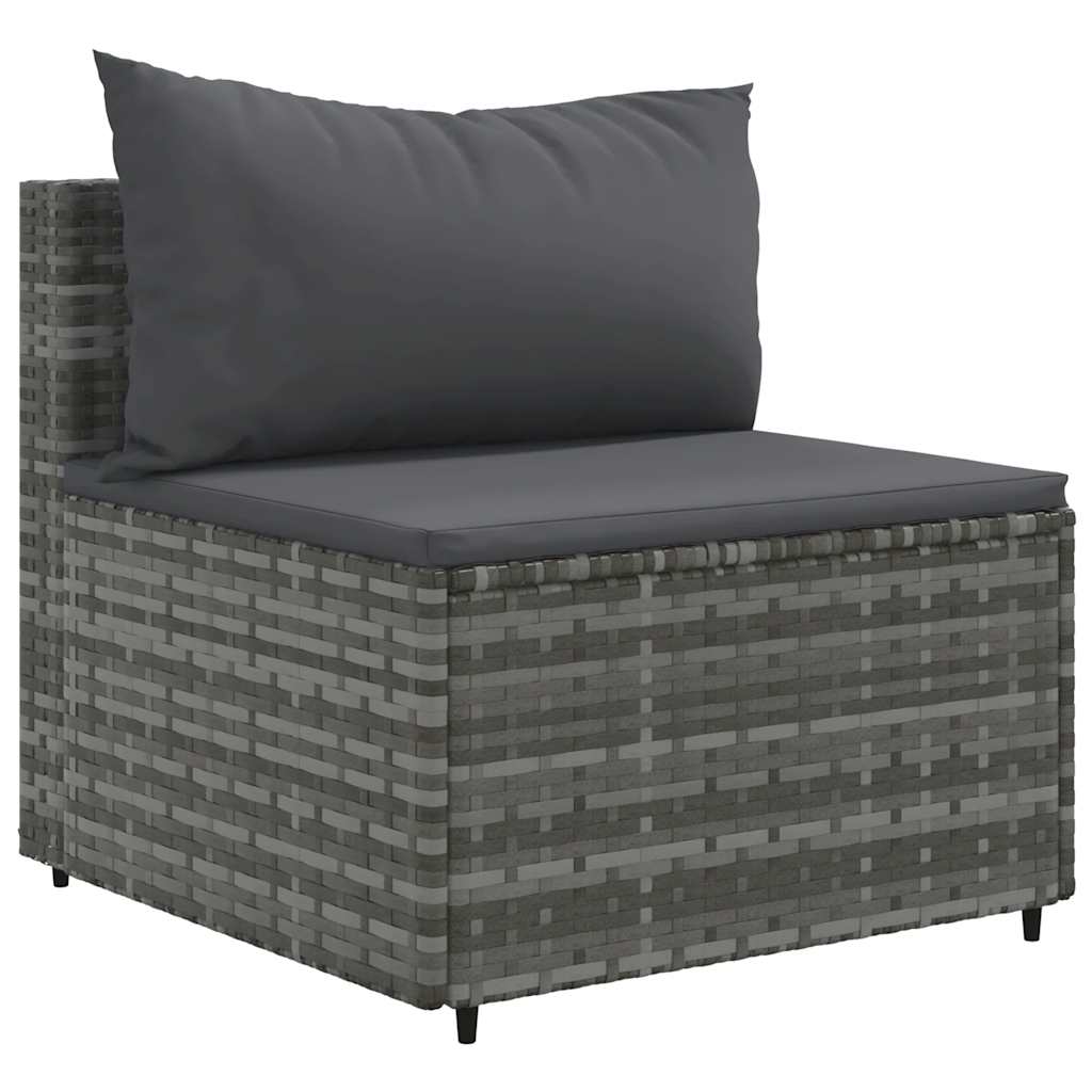 havesofasæt 3 dele med hynder polyrattan grå