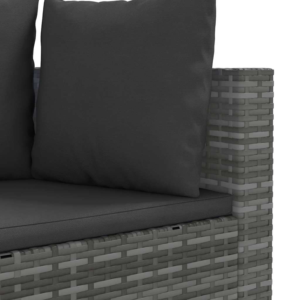 havesofasæt 3 dele med hynder polyrattan grå