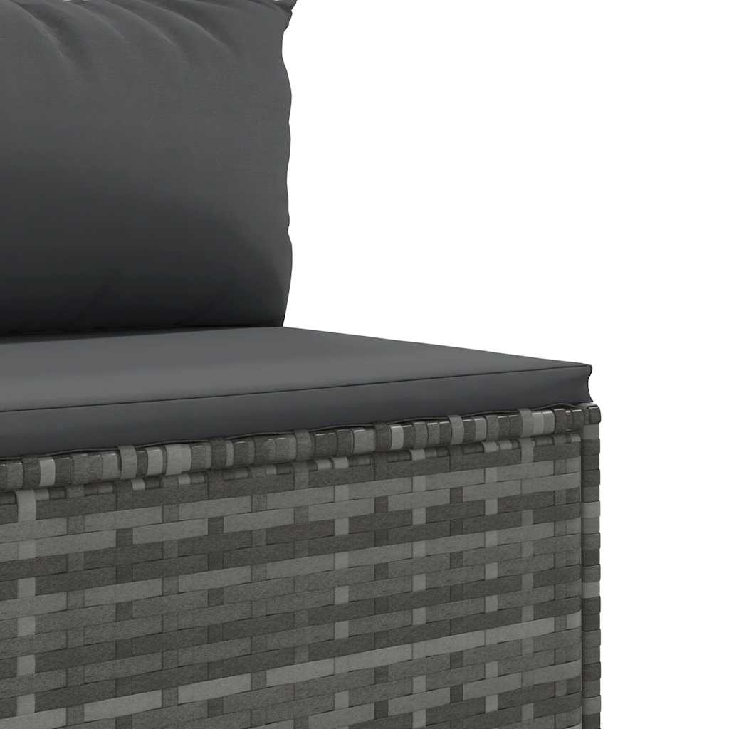 havesofasæt 3 dele med hynder polyrattan grå