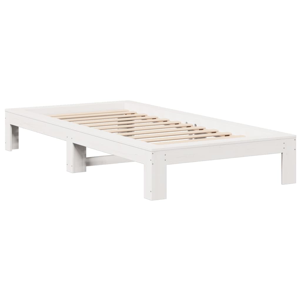 sengeramme uden madras 100x200 cm massivt fyrretræ hvid