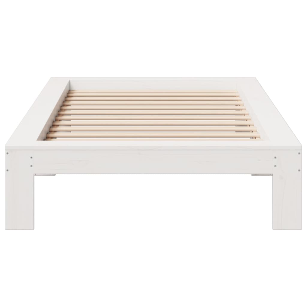 sengeramme uden madras 100x200 cm massivt fyrretræ hvid