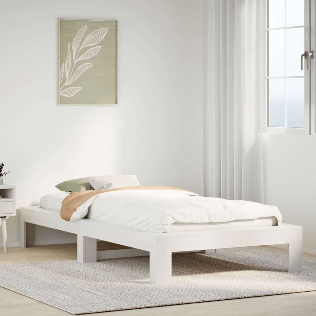 sengeramme uden madras 90x190 cm massivt fyrretræ hvid