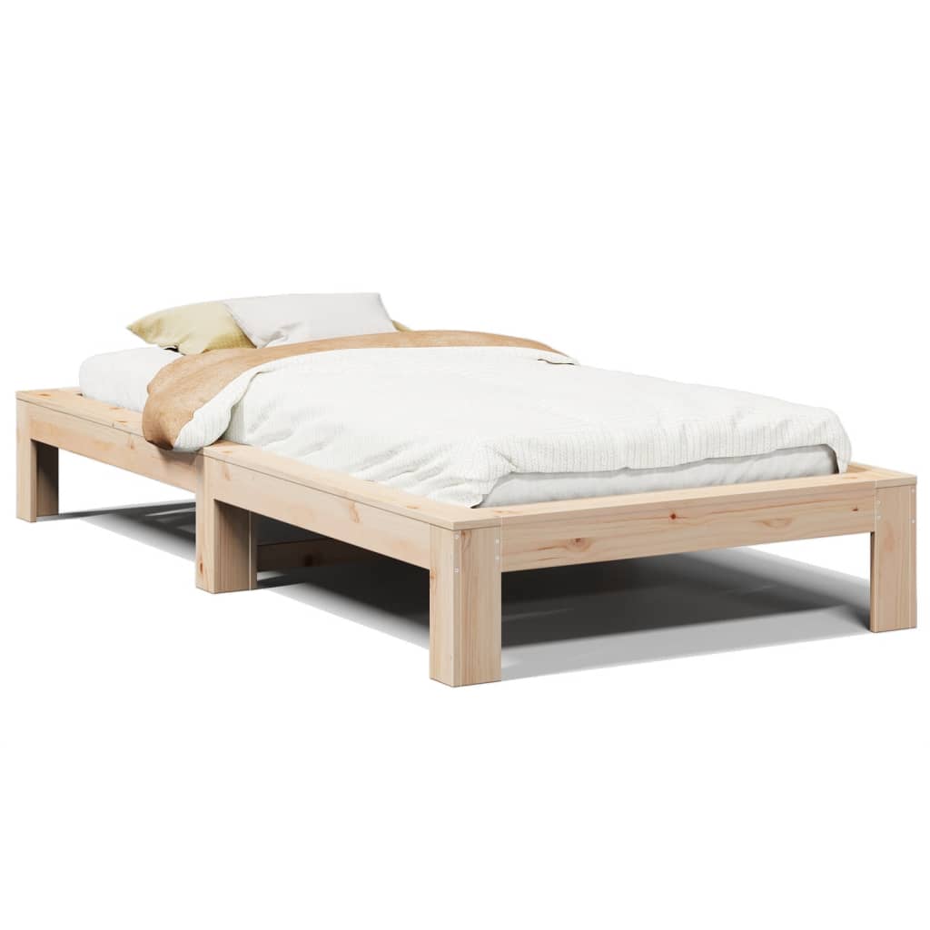 sengeramme uden madras 75x190 cm massivt fyrretræ