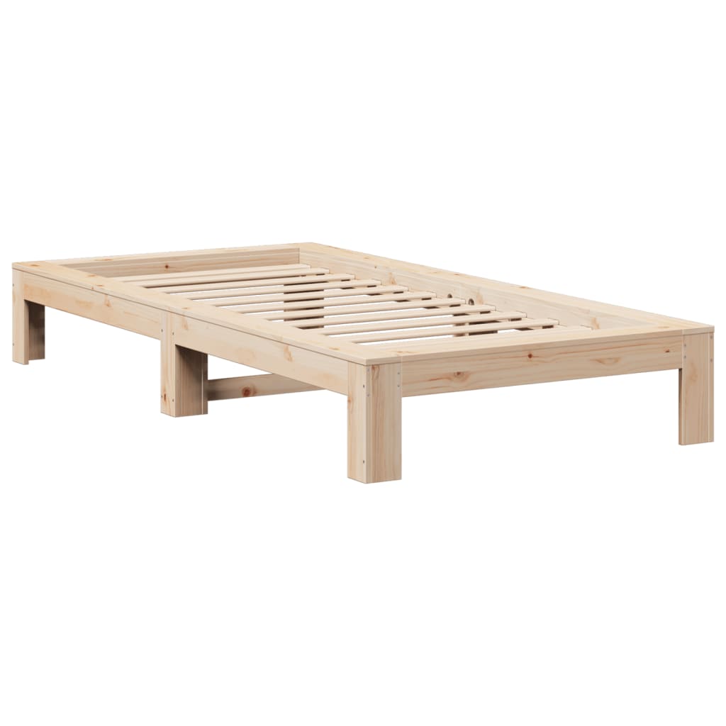 sengeramme uden madras 75x190 cm massivt fyrretræ