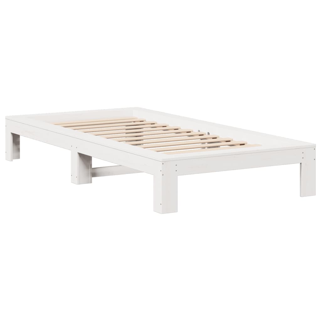 sengeramme uden madras 75x190 cm massivt fyrretræ hvid