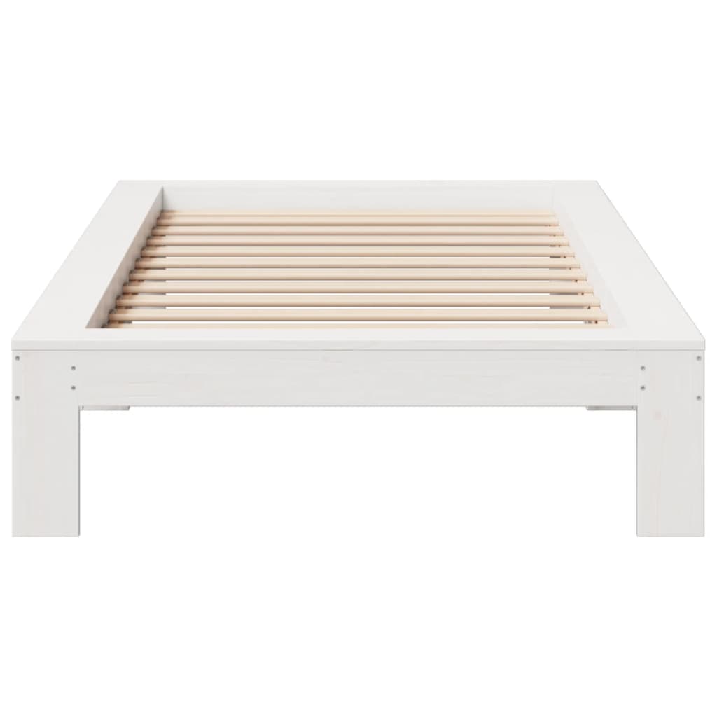 sengeramme uden madras 75x190 cm massivt fyrretræ hvid