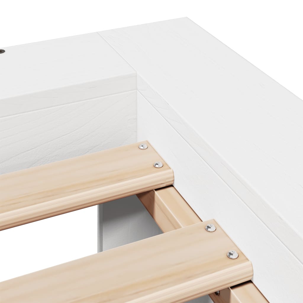 sengeramme uden madras 75x190 cm massivt fyrretræ hvid