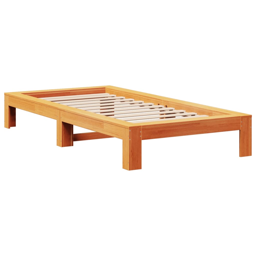 sengeramme uden madras 75x190 cm massivt fyrretræ gyldenbrun