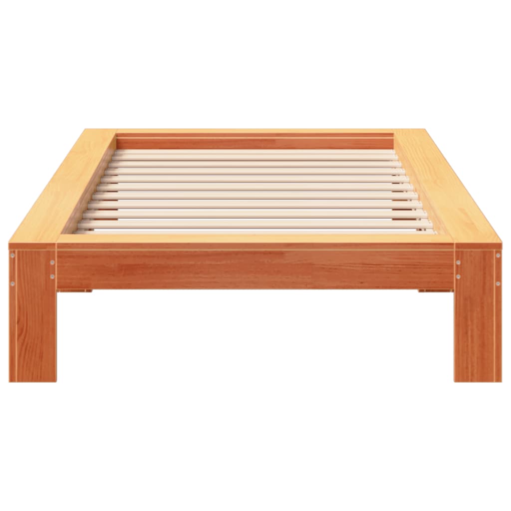 sengeramme uden madras 75x190 cm massivt fyrretræ gyldenbrun