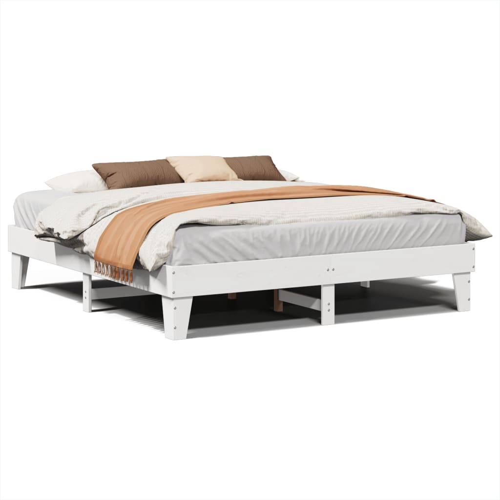 sengeramme uden madras 200x200 cm massivt fyrretræ hvid