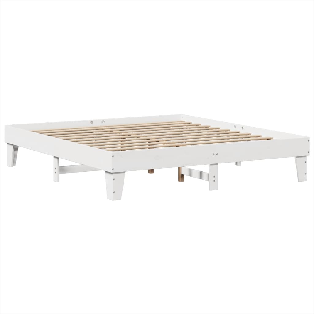 sengeramme uden madras 200x200 cm massivt fyrretræ hvid