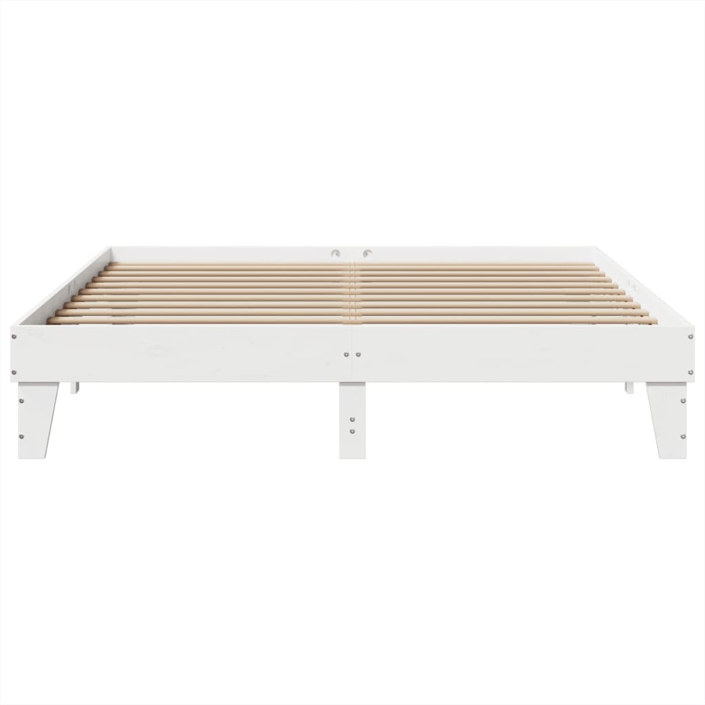 sengeramme uden madras 200x200 cm massivt fyrretræ hvid