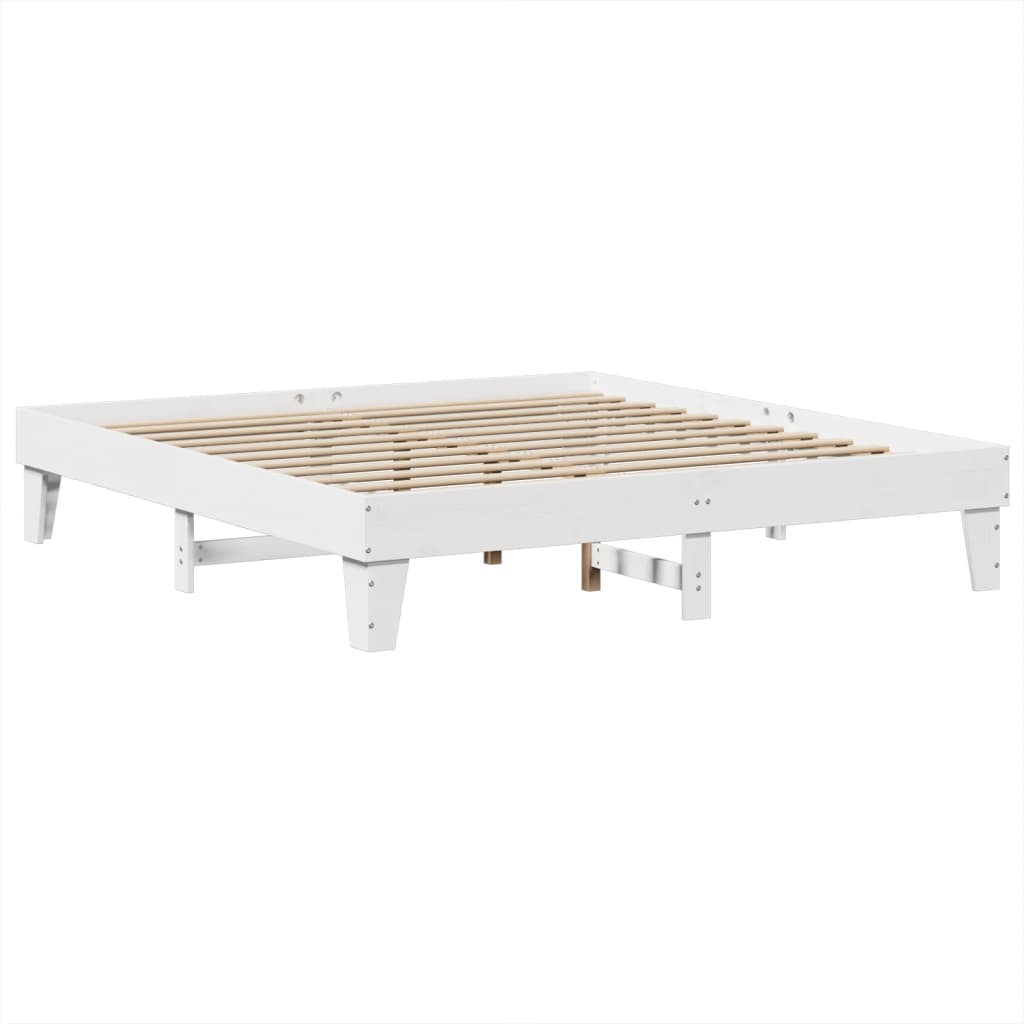 sengeramme uden madras 200x200 cm massivt fyrretræ hvid