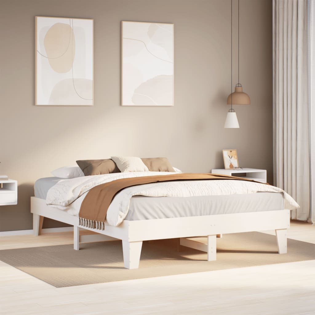 sengeramme uden madras 160x200 cm massivt fyrretræ hvid
