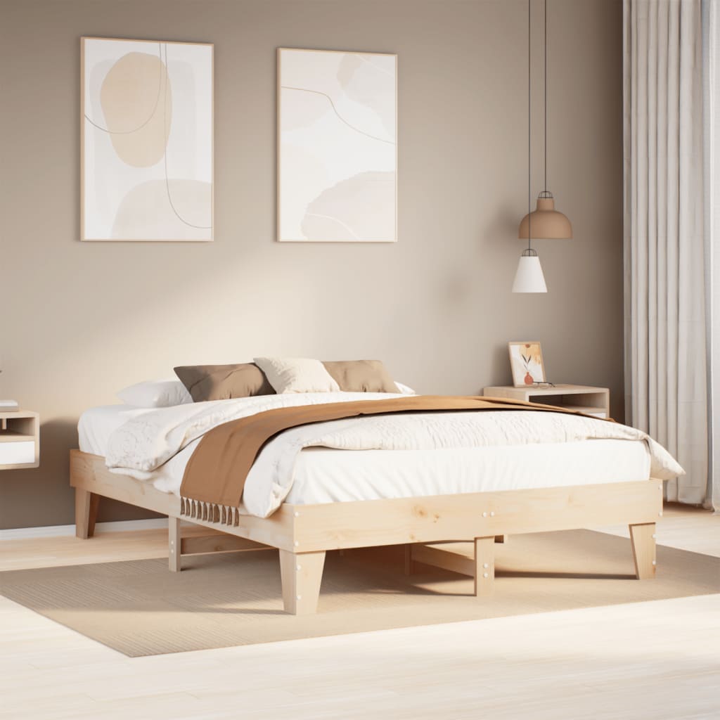 sengeramme uden madras 150x200 cm massivt fyrretræ