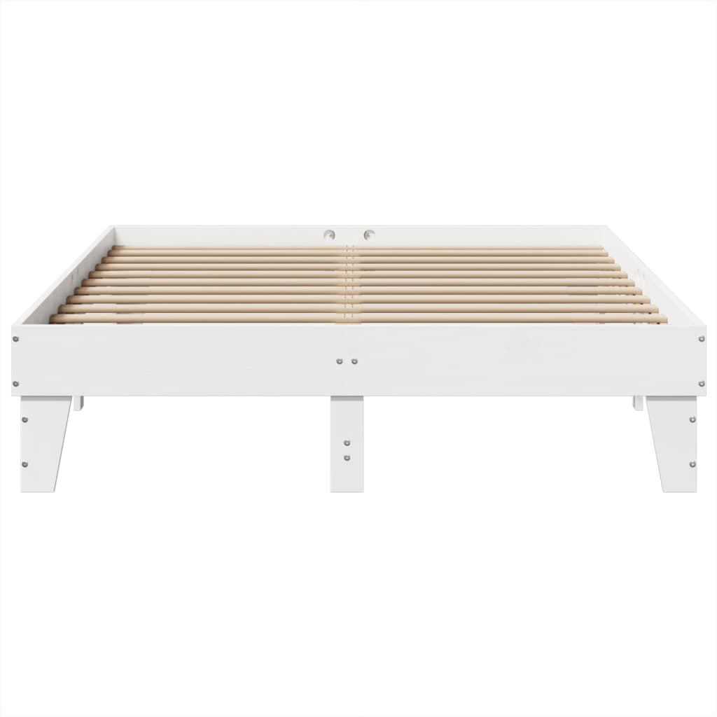 sengeramme uden madras 150x200 cm massivt fyrretræ hvid