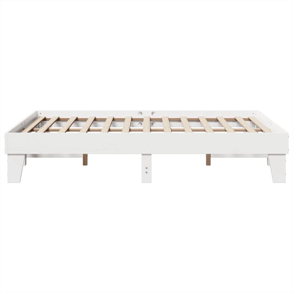 sengeramme uden madras 150x200 cm massivt fyrretræ hvid