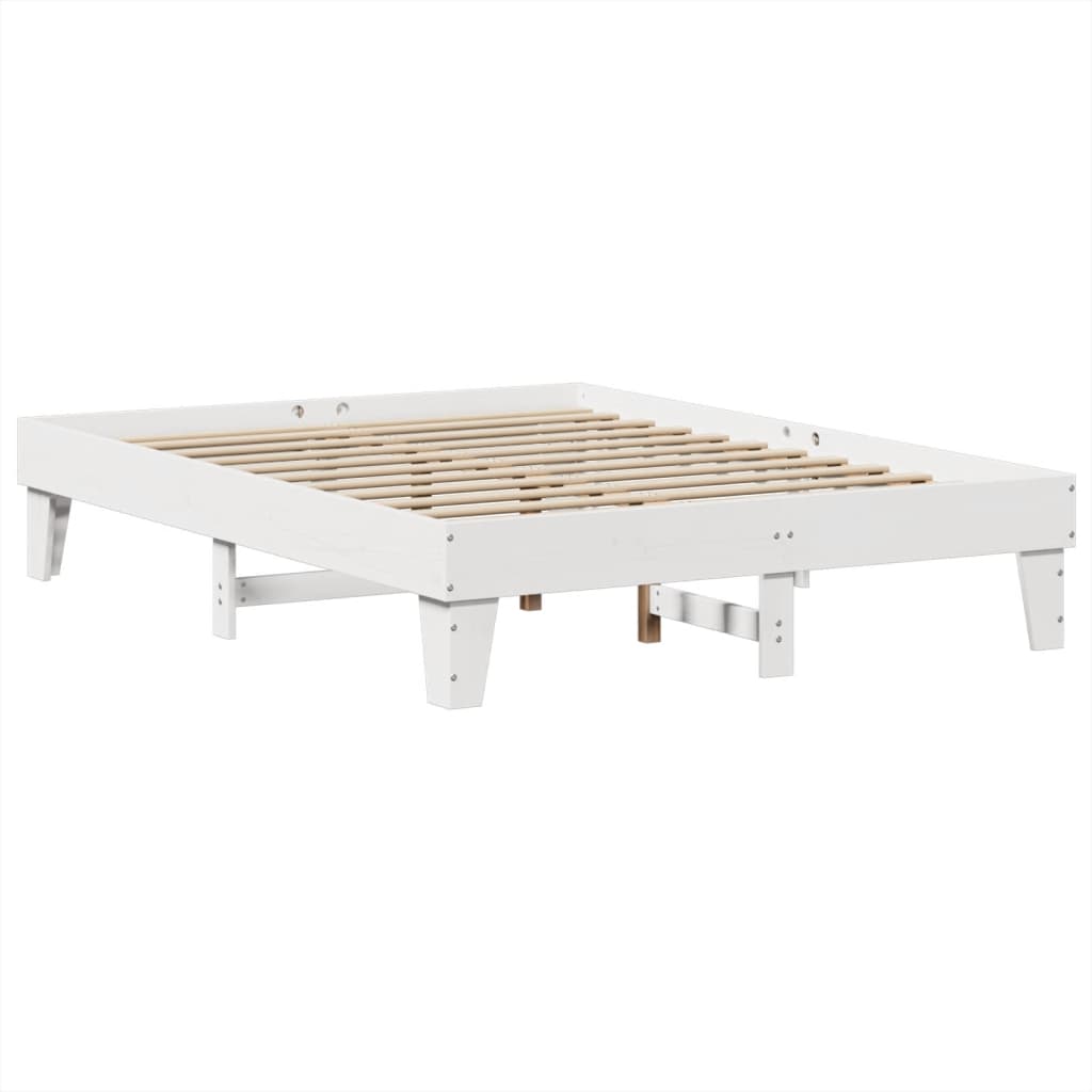 sengeramme uden madras 150x200 cm massivt fyrretræ hvid