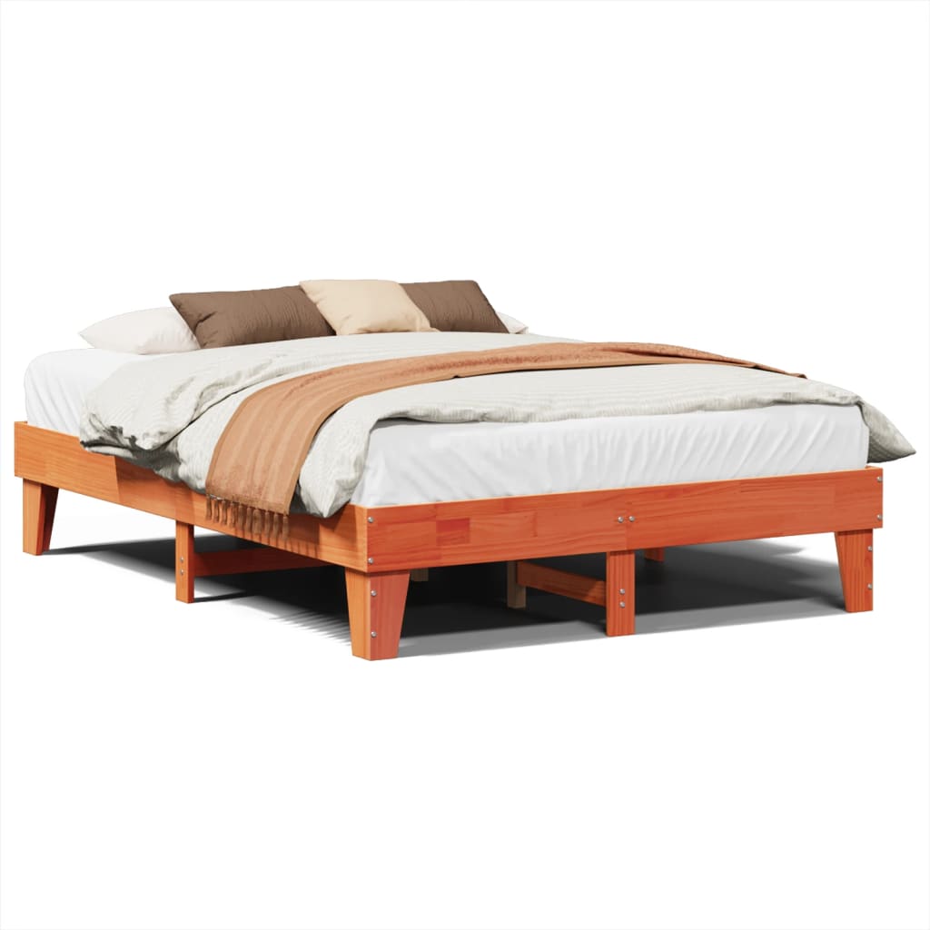sengeramme uden madras 150x200 cm massivt fyrretræ gyldenbrun