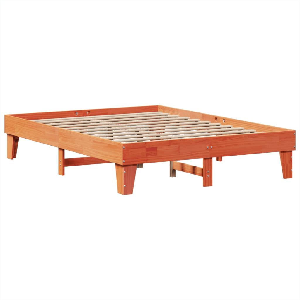sengeramme uden madras 150x200 cm massivt fyrretræ gyldenbrun