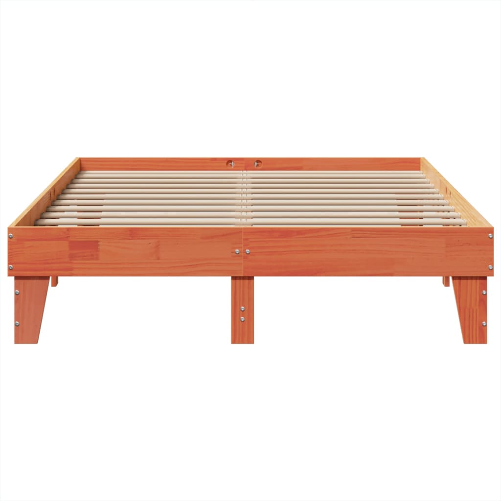 sengeramme uden madras 150x200 cm massivt fyrretræ gyldenbrun
