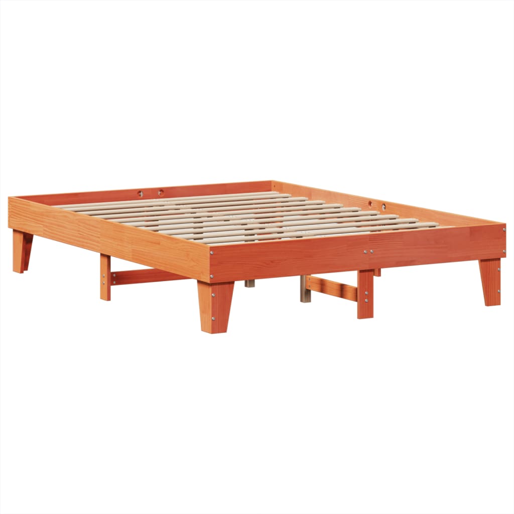sengeramme uden madras 150x200 cm massivt fyrretræ gyldenbrun