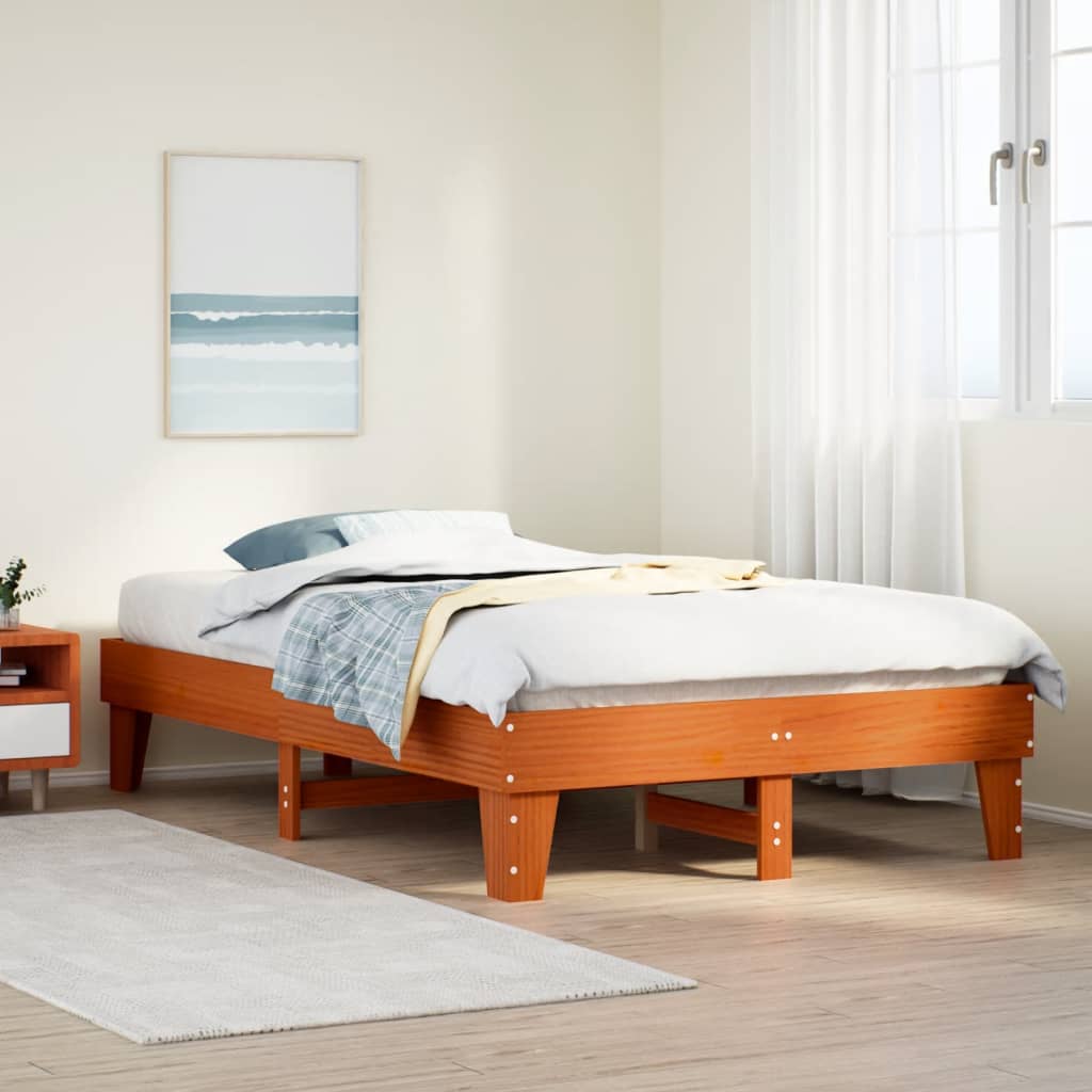 sengeramme uden madras 120x200 cm massivt fyrretræ gyldenbrun
