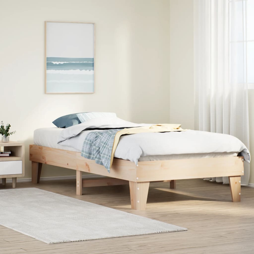 sengeramme uden madras 100x200 cm massivt fyrretræ