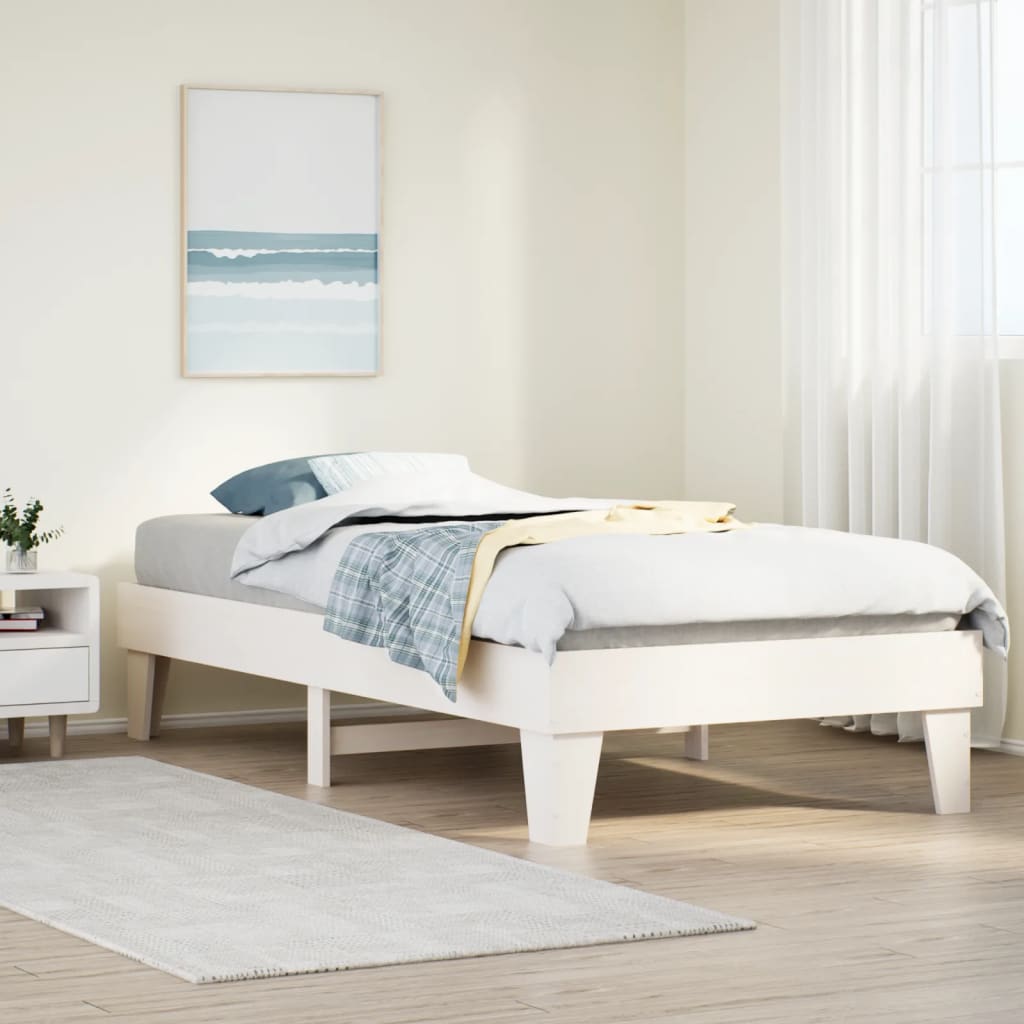 sengeramme uden madras 100x200 cm massivt fyrretræ hvid