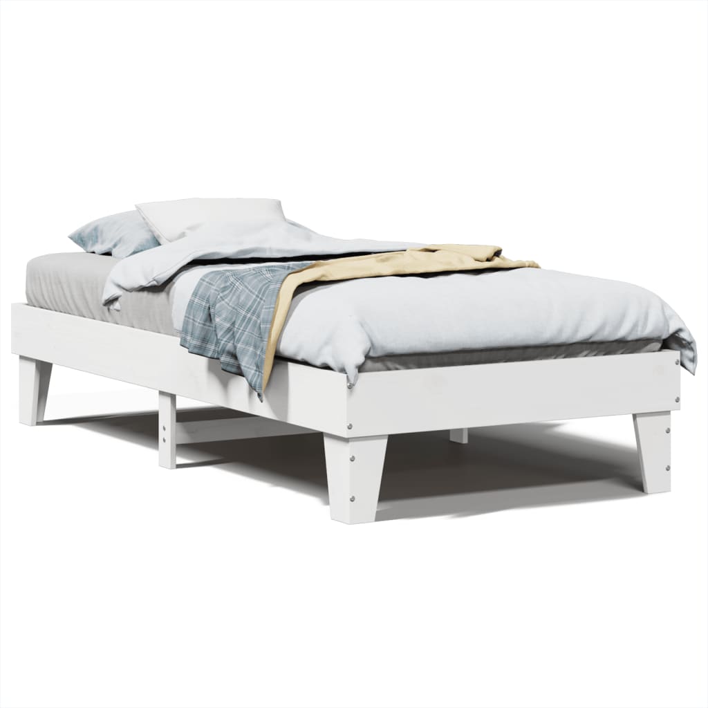 sengeramme uden madras 90x200 cm massivt fyrretræ hvid