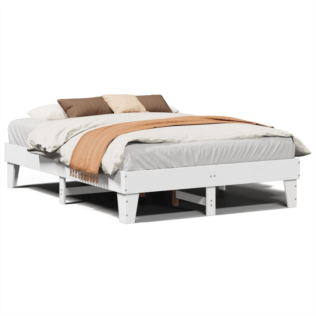 sengeramme uden madras 140x190 cm massivt fyrretræ hvid
