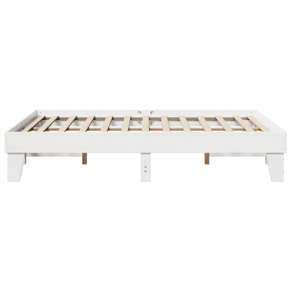 sengeramme uden madras 140x190 cm massivt fyrretræ hvid