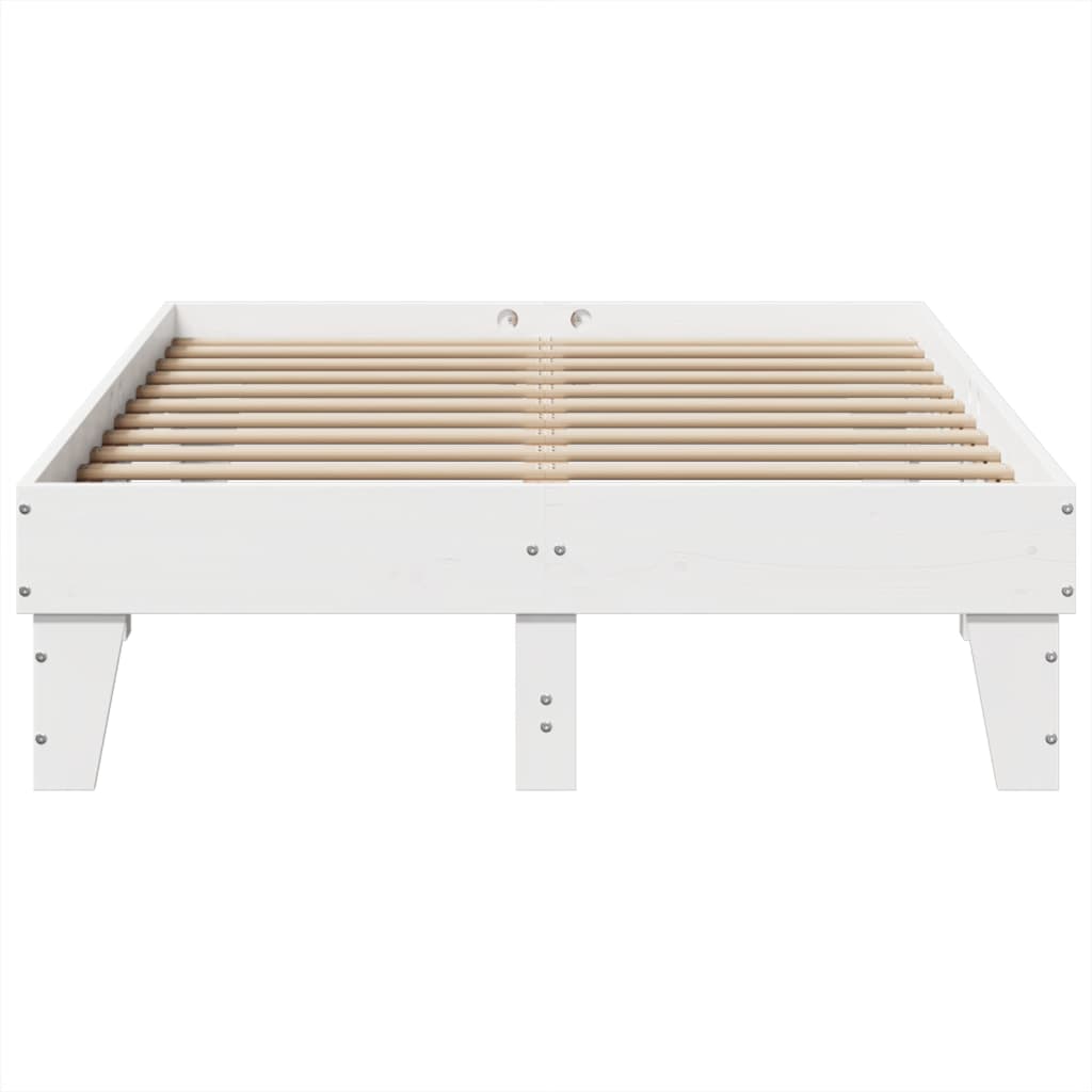 sengeramme uden madras 135x190 cm massivt fyrretræ hvid