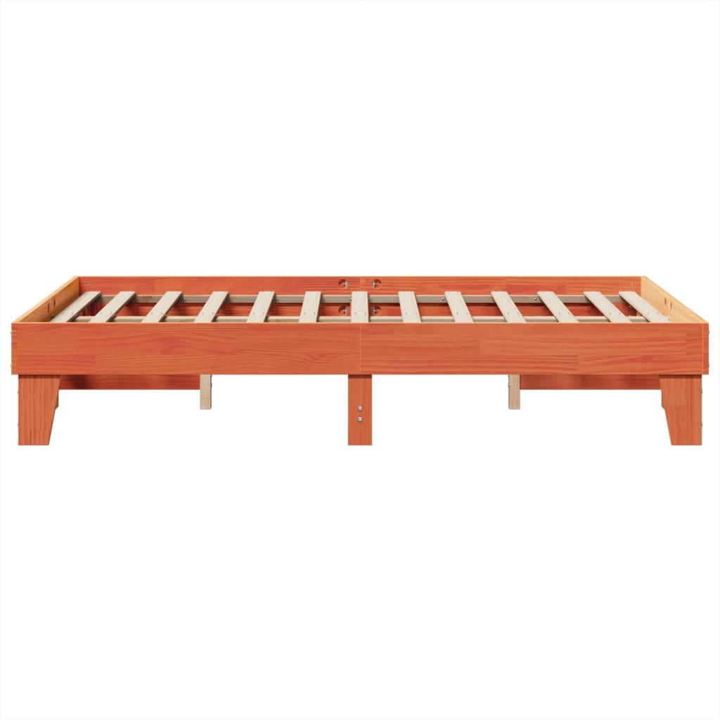 sengeramme uden madras 135x190 cm massivt fyrretræ brun