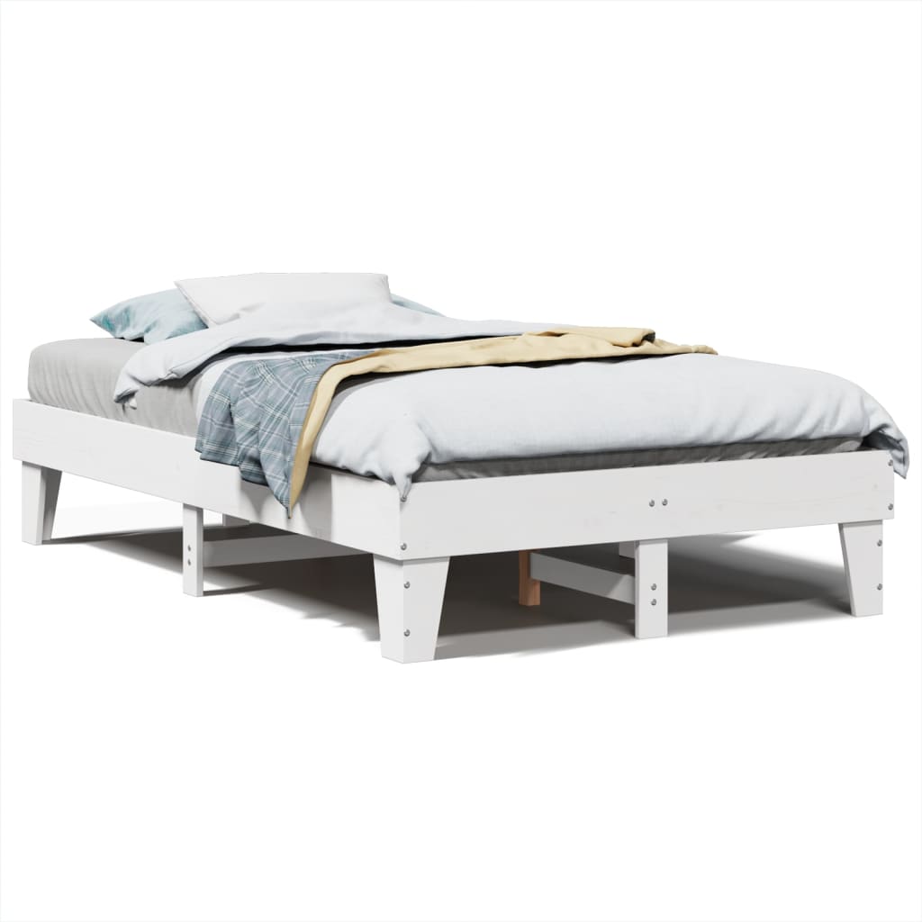 sengeramme uden madras 120x190 cm massivt fyrretræ hvid