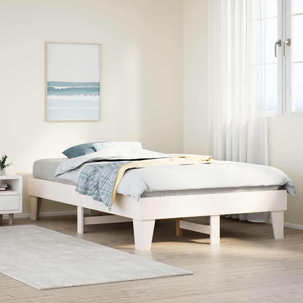 sengeramme uden madras 120x190 cm massivt fyrretræ hvid