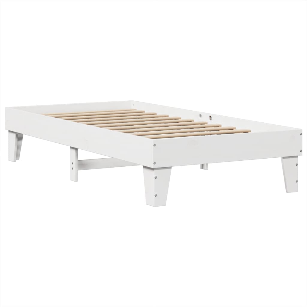 sengeramme uden madras 75x190 cm massivt fyrretræ hvid