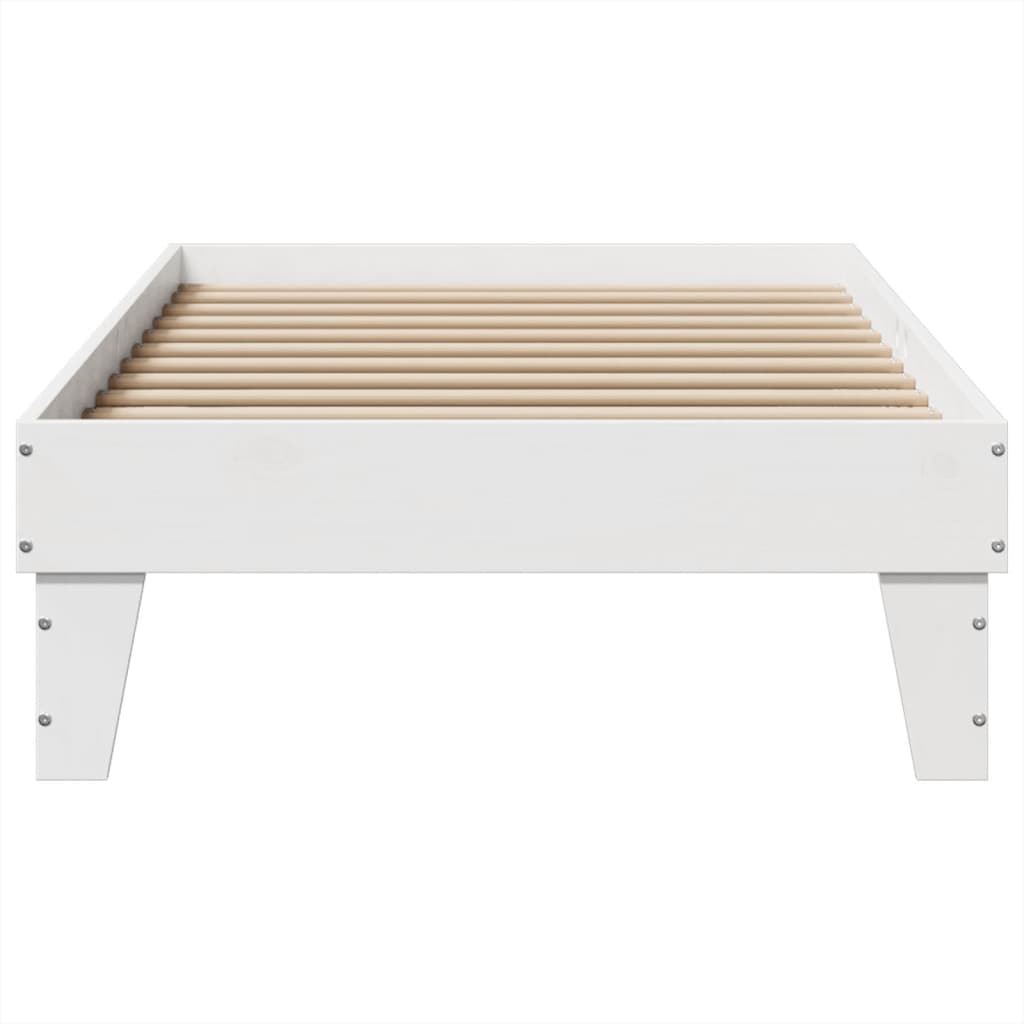 sengeramme uden madras 75x190 cm massivt fyrretræ hvid