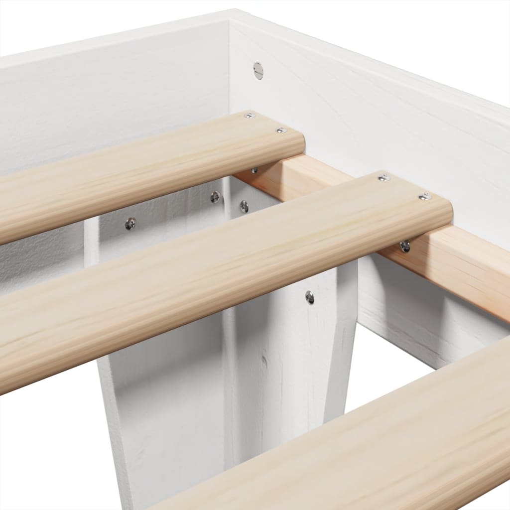 sengeramme uden madras 75x190 cm massivt fyrretræ hvid