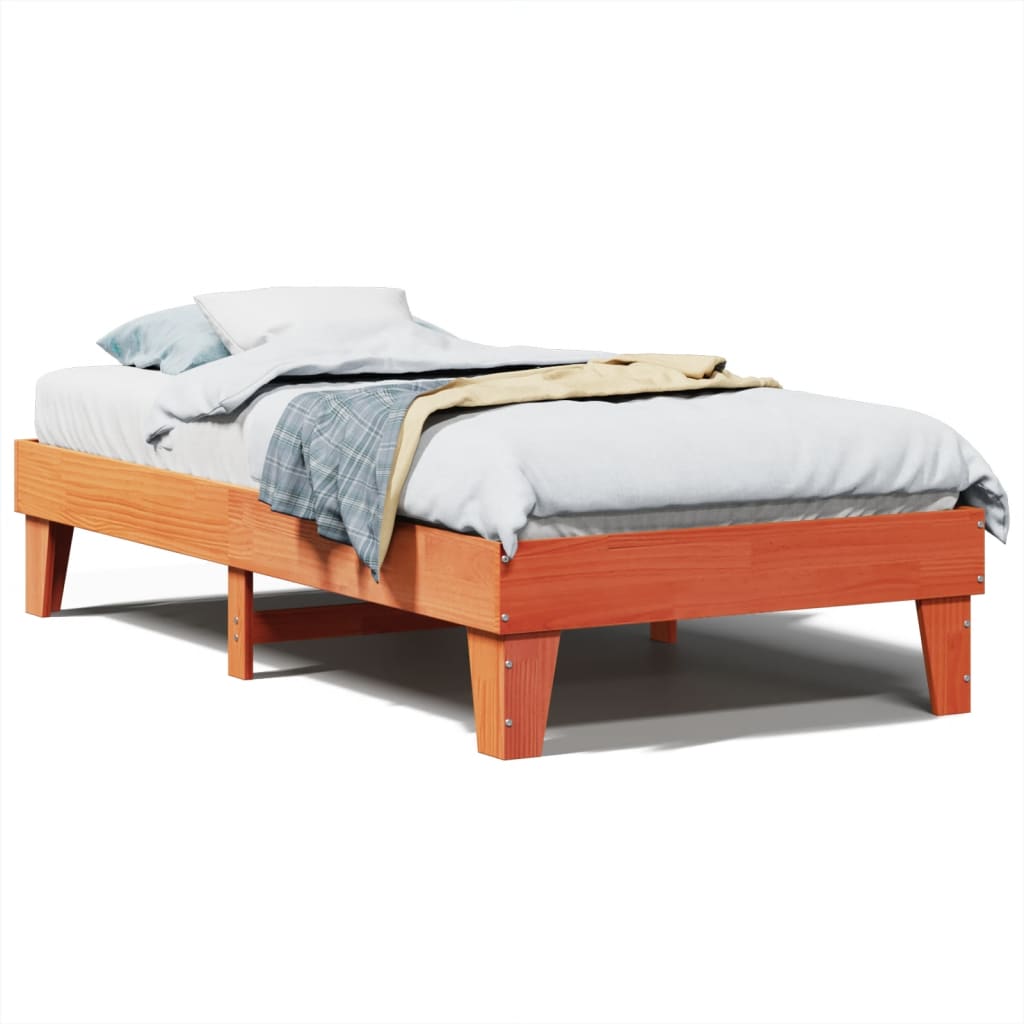 sengeramme uden madras 75x190 cm massivt fyrretræ gyldenbrun
