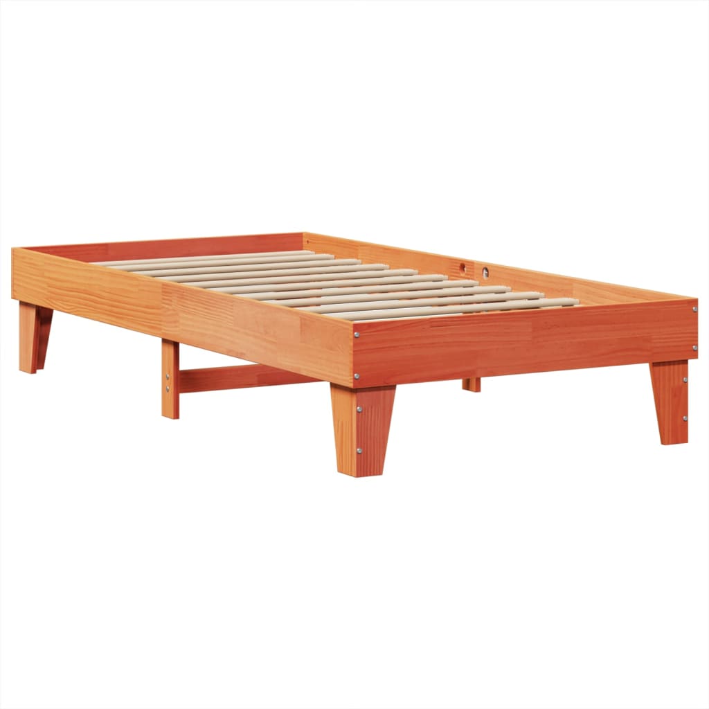 sengeramme uden madras 75x190 cm massivt fyrretræ gyldenbrun